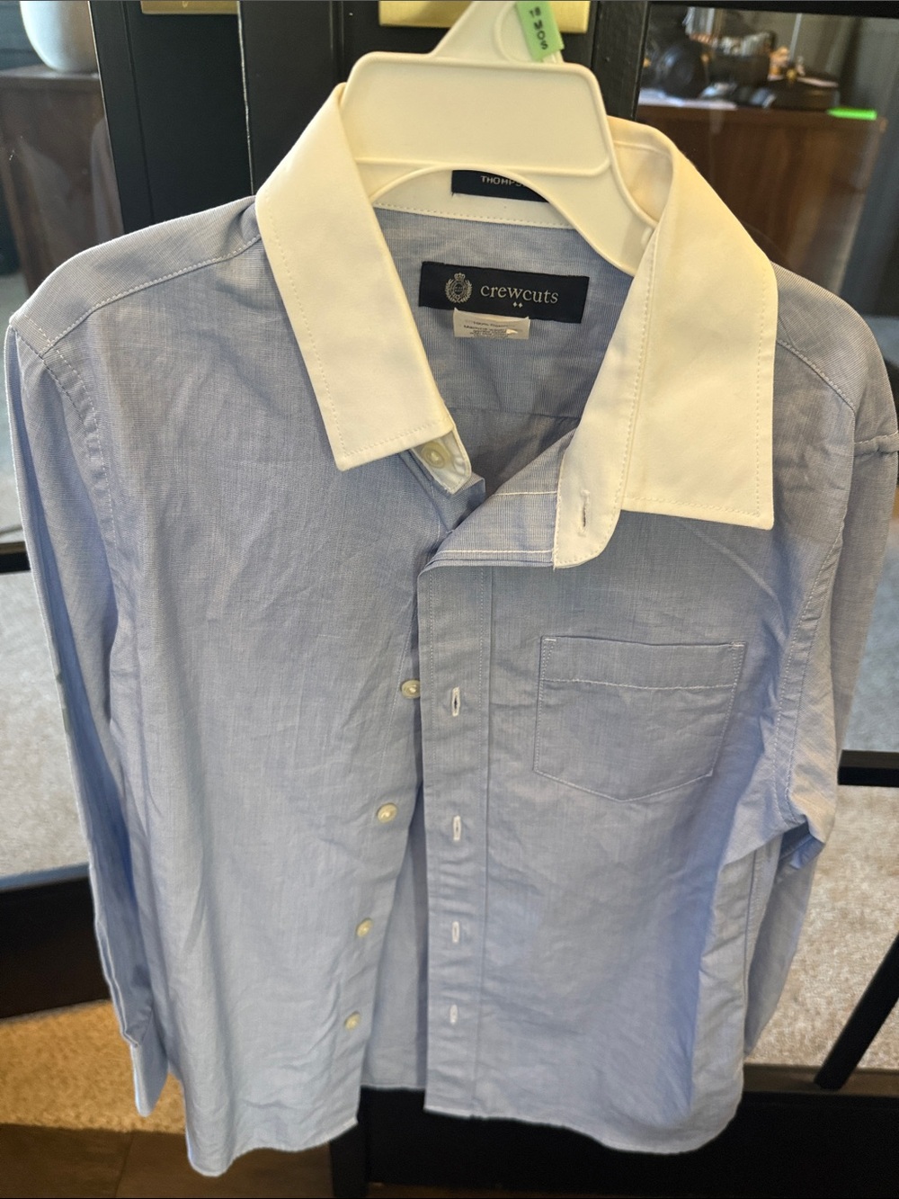 Crew cuts Light Blue Button-Up Shirt with White Contrast Collar